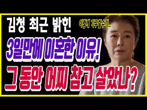 김청 최근 밝힌 3일만에 이혼한 진짜 이유! 그 동안 어찌 참고 살았나?