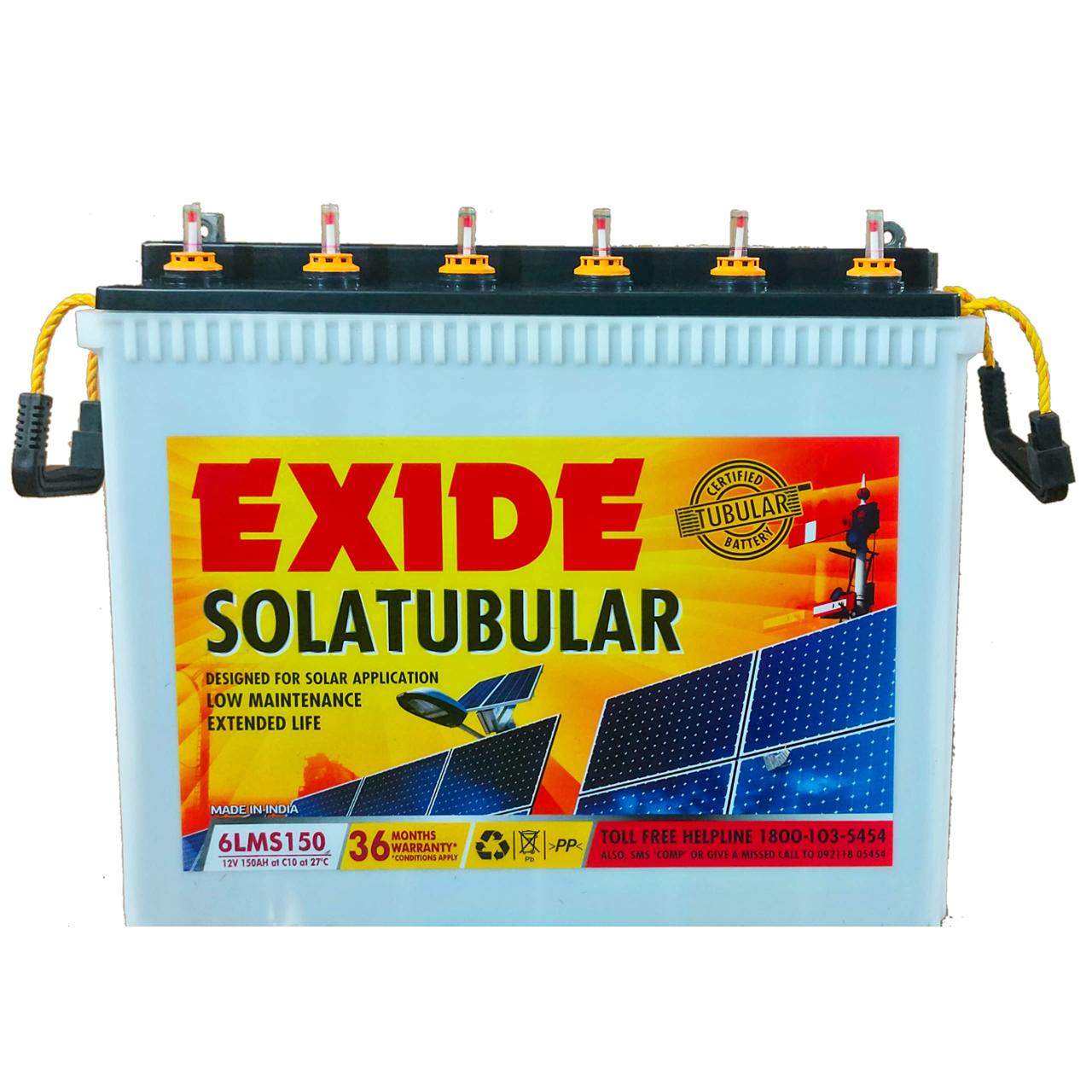 Exide Solar Tubular 6Lms 150Ah C10 Battery With 3 Year Full Warranty :  Amazon.In: Home & Kitchen