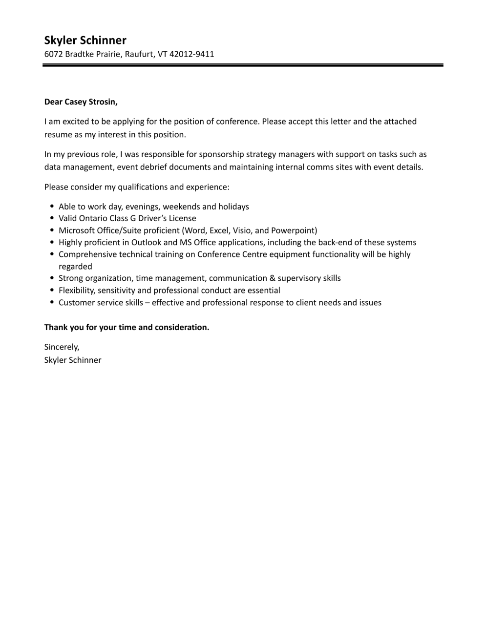 Conference Cover Letter | Velvet Jobs