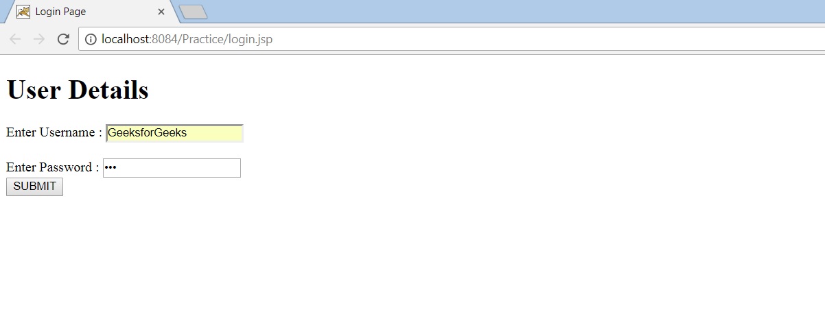 Program To Validate A User Using Jsp - Geeksforgeeks