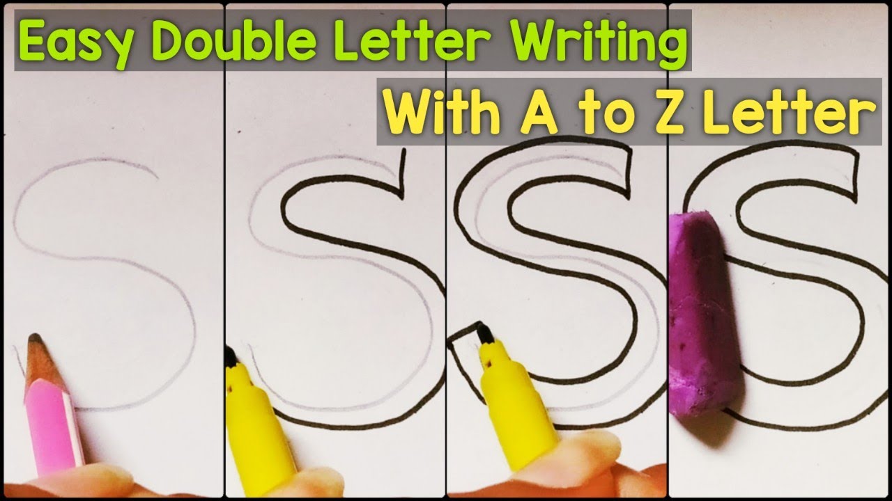 How To Write Double Letter In Easy Way|2D Alphabet Writing|Double Letter  Writing|Typography Tutorial - Youtube