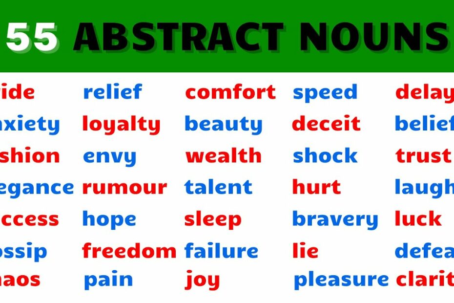 55 Abstract Nouns In English - Youtube