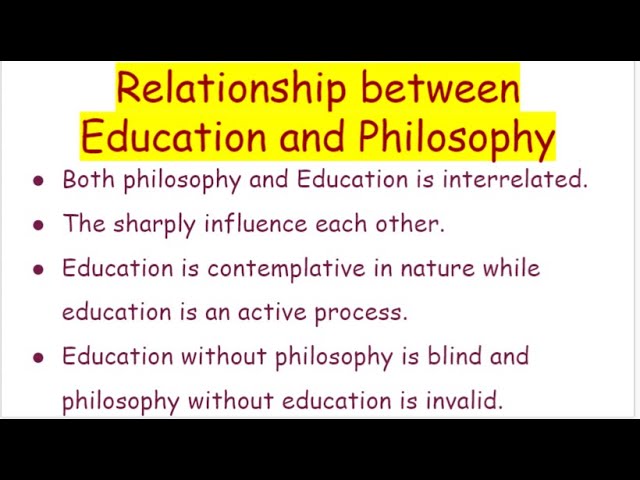 Relationship Between Philosophy And Education | Foundations Of Education -  Youtube