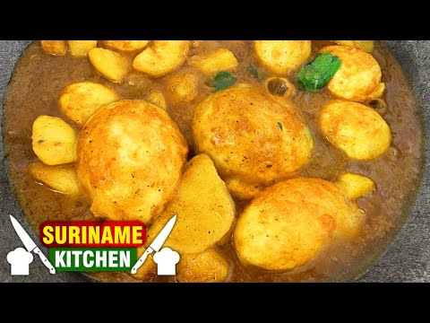 Kerrie Ei Met Aardappelen Anda Ke Tarkarie (Bruine Ei) | Curry Egg With Potatoes | Suriname Kitchen